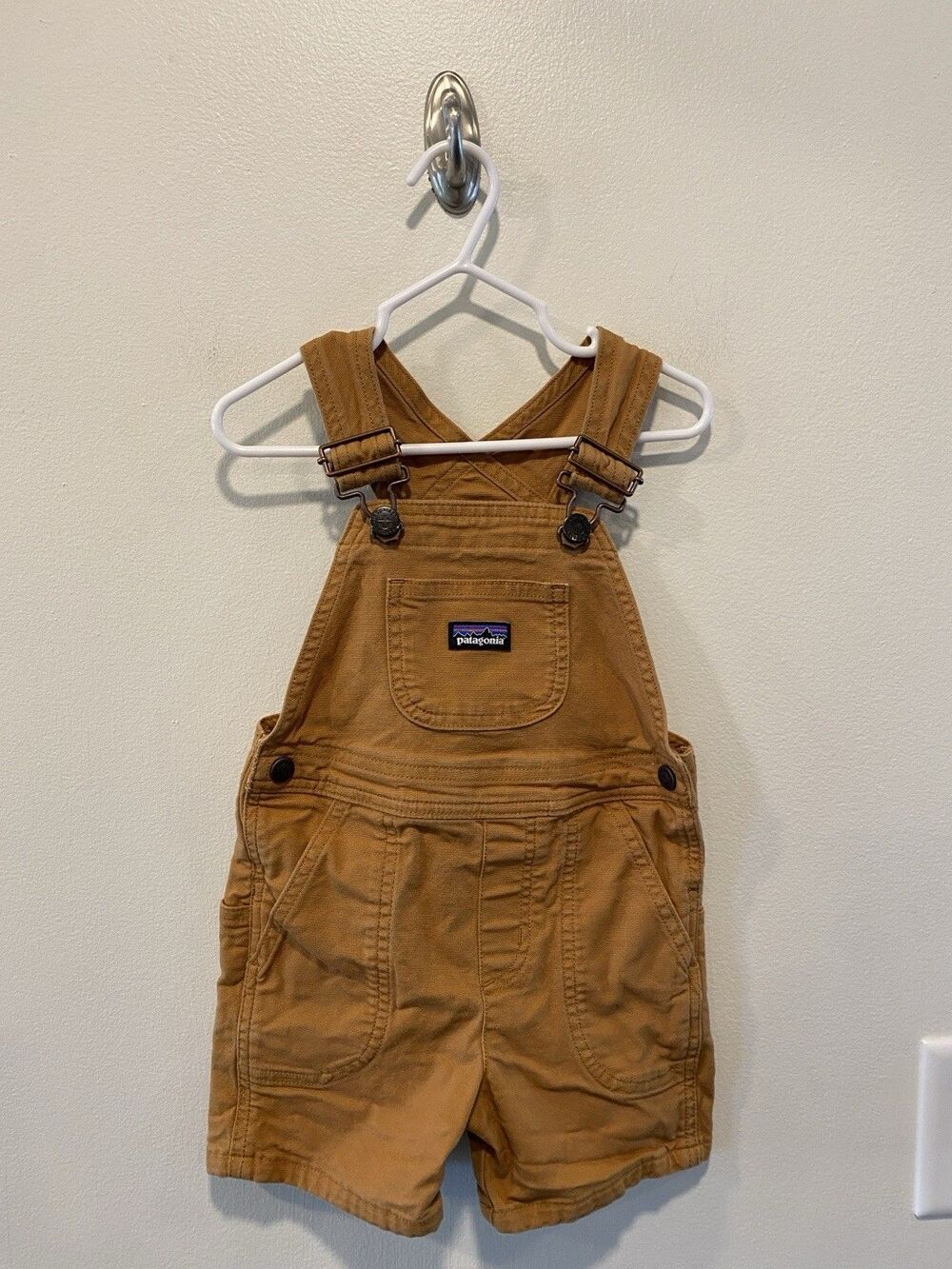 Patagonia Baby Stand Up Shortalls 18 Month Brown Organic Cotton Overalls